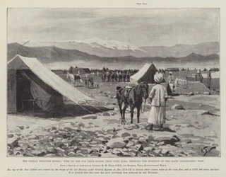 The Indian Frontier Rising, View of the Tor Ghar Range, from Fort Bara, showing the Position of the Sapri (Ghuzdarra) Pass